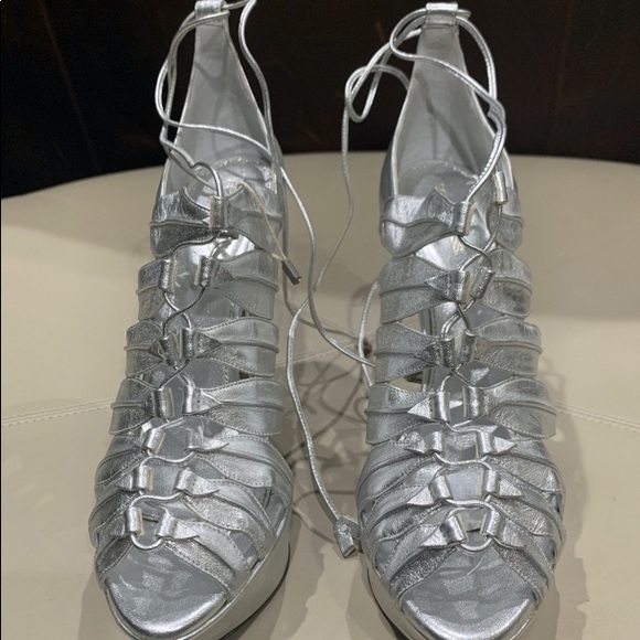 New Sergio Rossi high heel sandals grey leather. - Picture 8 of 8